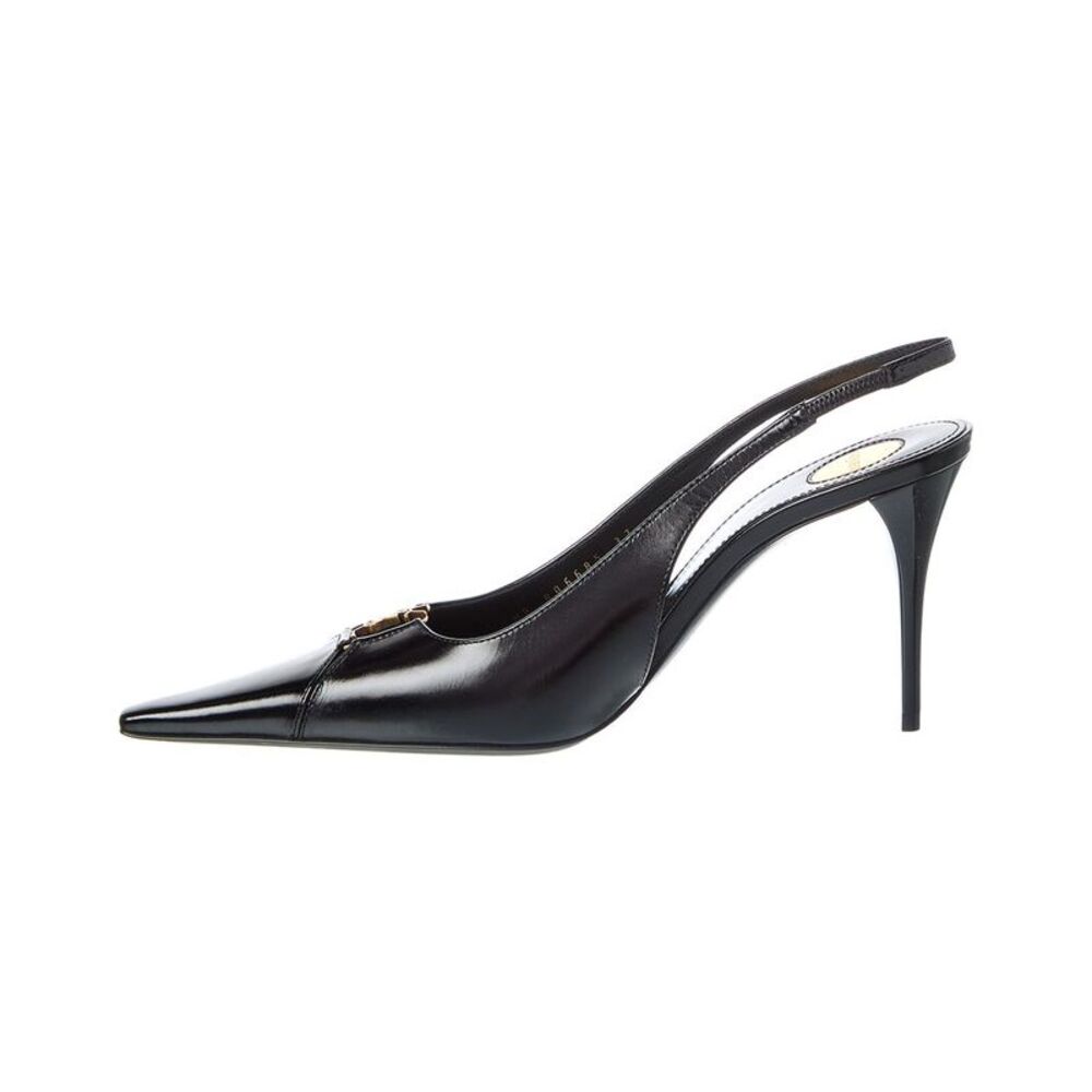 Saint Laurent Babylone 90 Leather Slingback Pump, Black - Picture 2 of 5